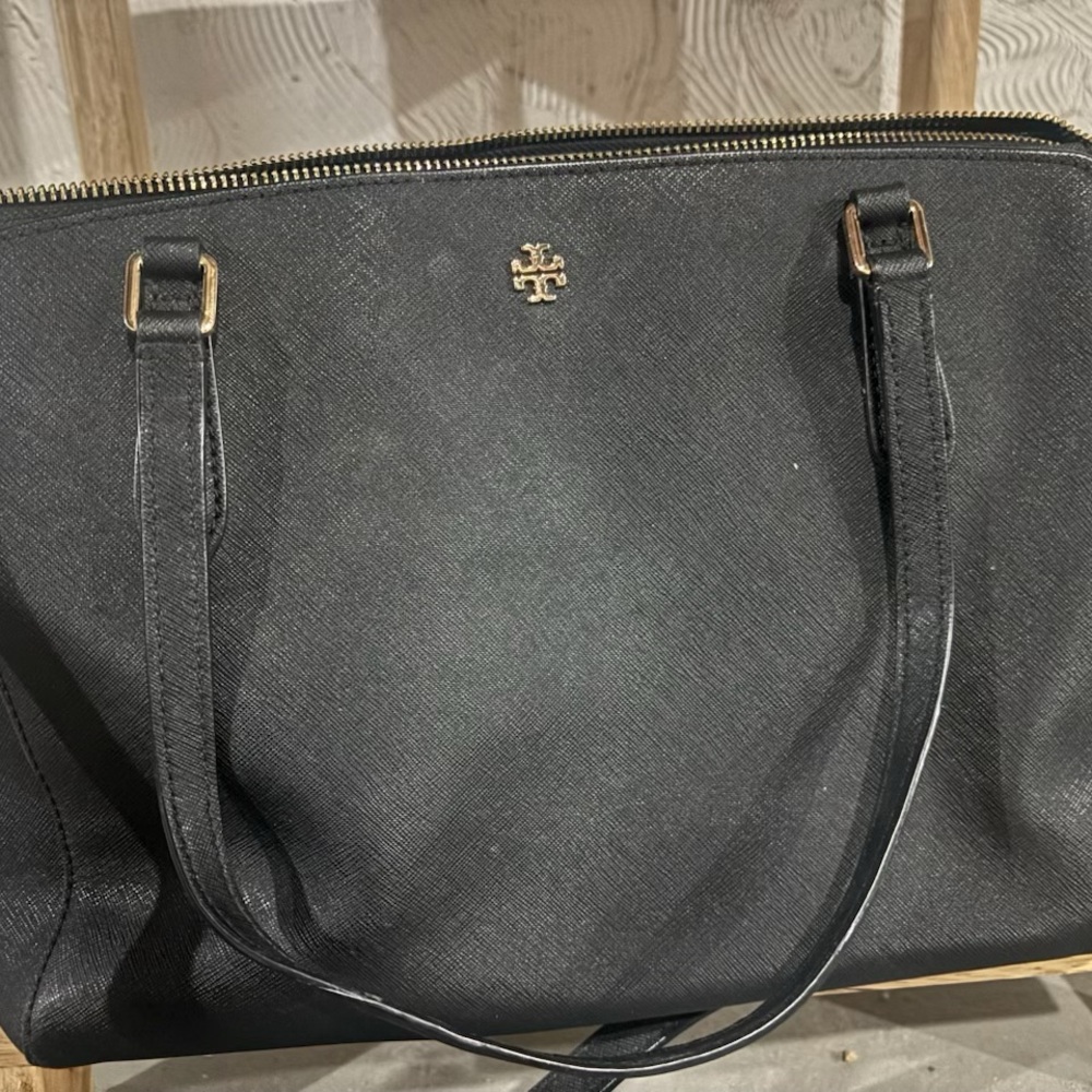 Tory Burch Black Tote with Gold Accents